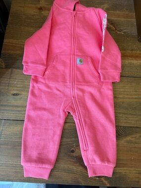Carhartt Kids Pink Hooded Zip Front Coveralls, NWT Size 9 Months